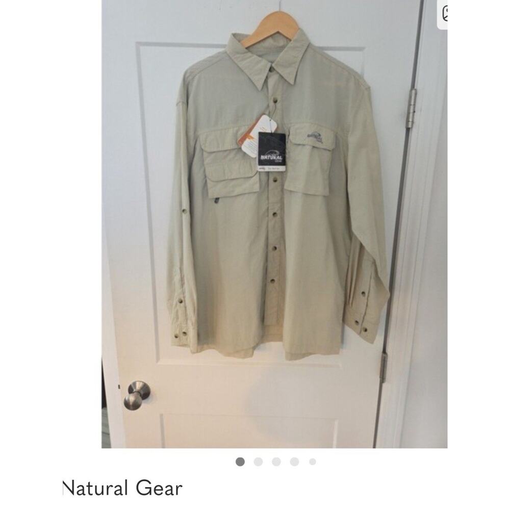 EUC Natural Gear Dry Vent River Button Up Shirt Men XL Beige vented back yoke